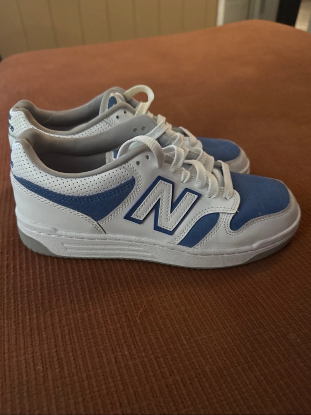 New Balance Kids White and Blue Low-Top Sneakers